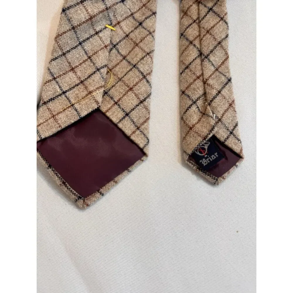 Vintage Briar 100% Wool Made In Scotland Plaid Tie Preppy